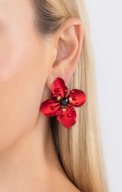 Red Jasmin Flower Earrings
