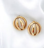 Round Cut Out Gold Post Earrings Water Resistant 18K Gold Plating