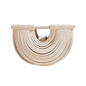 Beige woven clutch bag on a white background