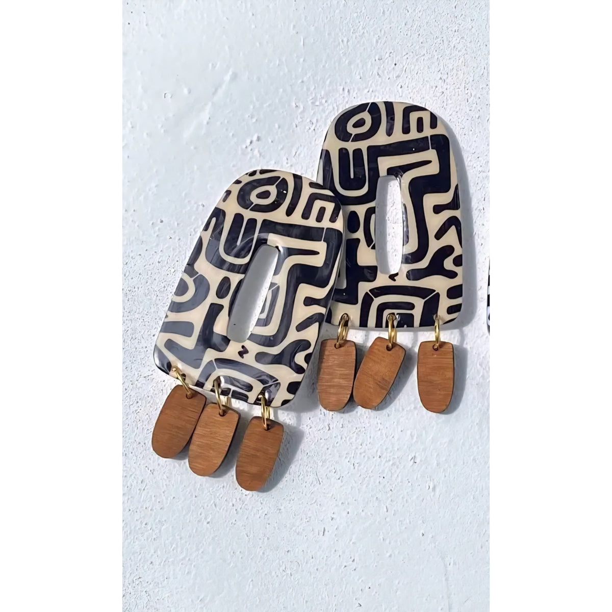 Dane Statement Fan & Zebra Drop Earrings – Handmade Tiered Dangle Earrings
