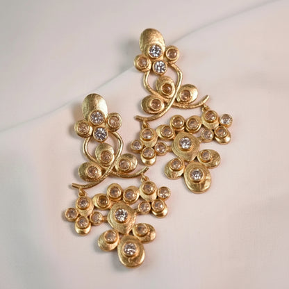 Handcrafted Chandelier Statement Earrings Zirconia Gold Plated