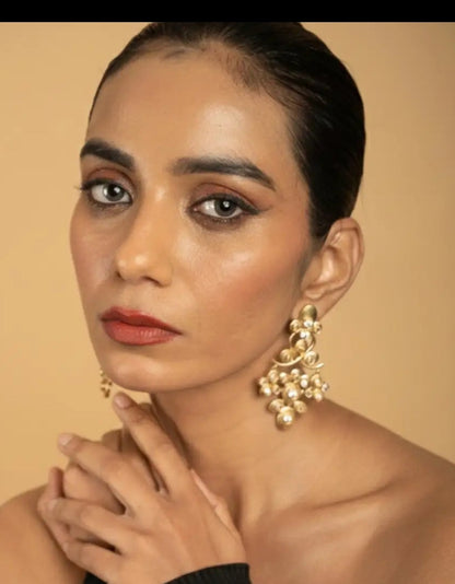 Handcrafted Chandelier Statement Earrings Zirconia Gold Plated