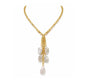 Mykonos Tassel Pearl Necklace | Curved Gold Chain